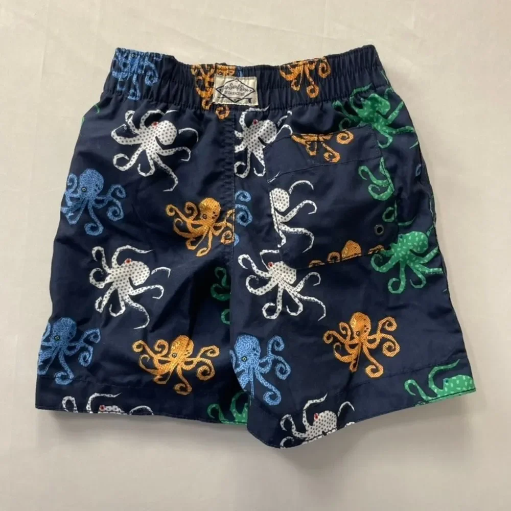 Gap Toddler Boys Octopus Print Swim Trunks Navy Blue Size 4T Elastic Waist